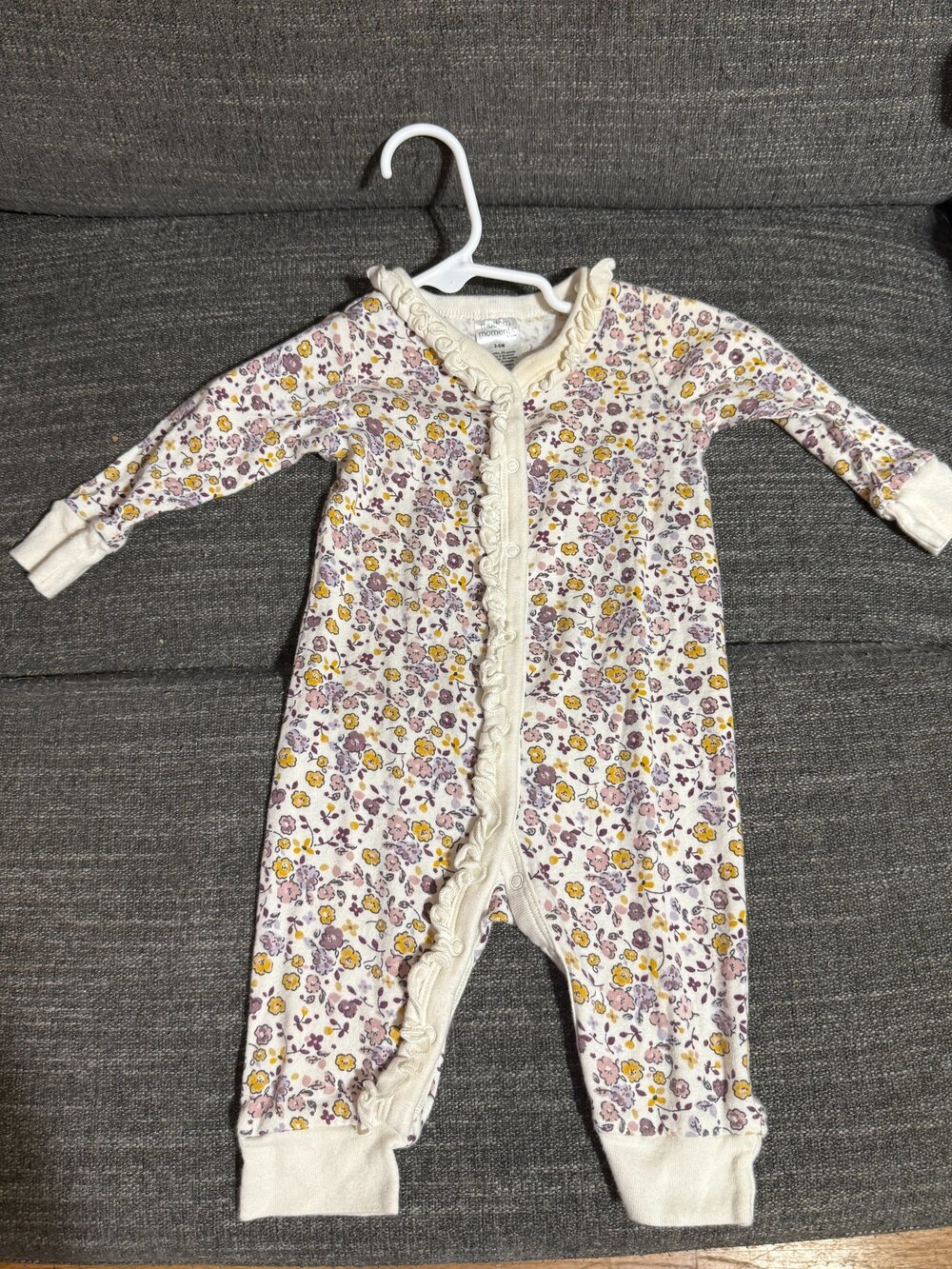 Modern Moments Floral Footed Romper 3-6M Cream Purple Yellow